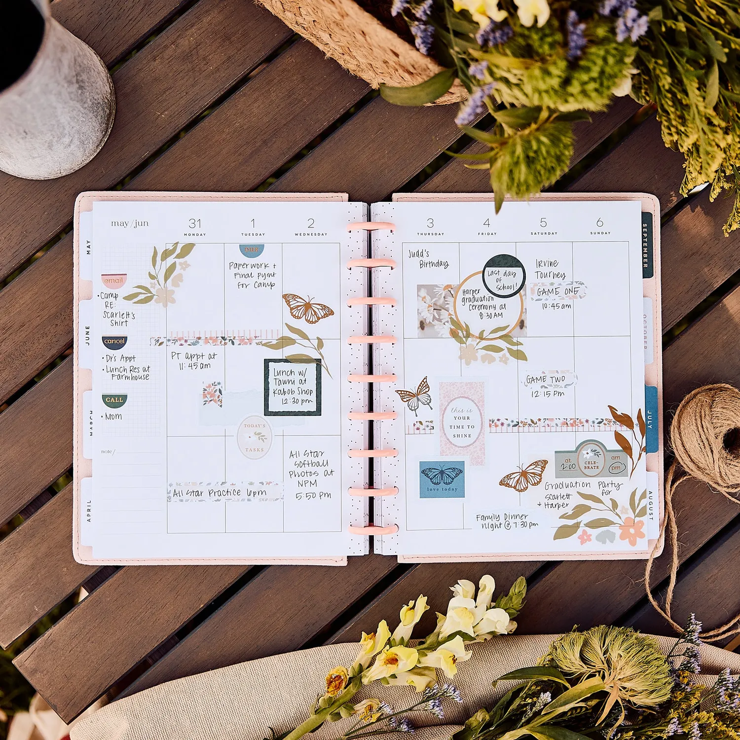 Happy Planner Wildflower Daydream 2027 agenda vertical Classic 12 mois