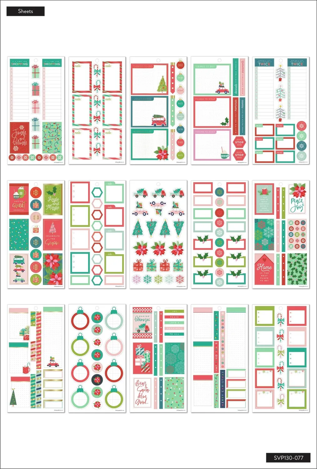 Happy Planner Merry Christmas stickers 30 feuilles 532 Noël doré