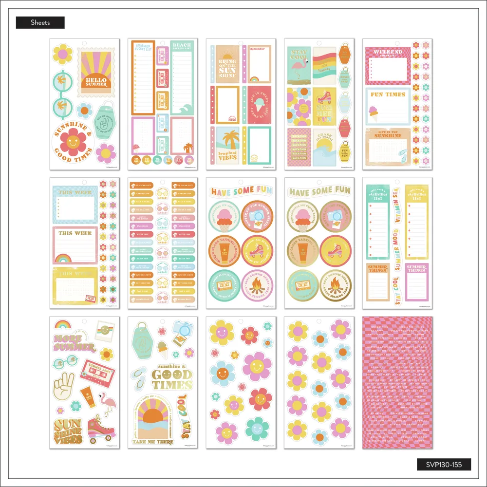 Happy Planner Sunshine Vibes stickers 614 colorés