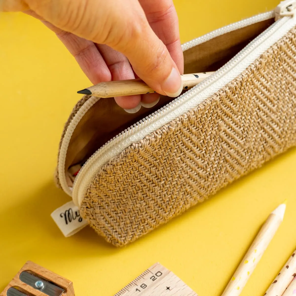 My365 trousse en toile de jute naturelle