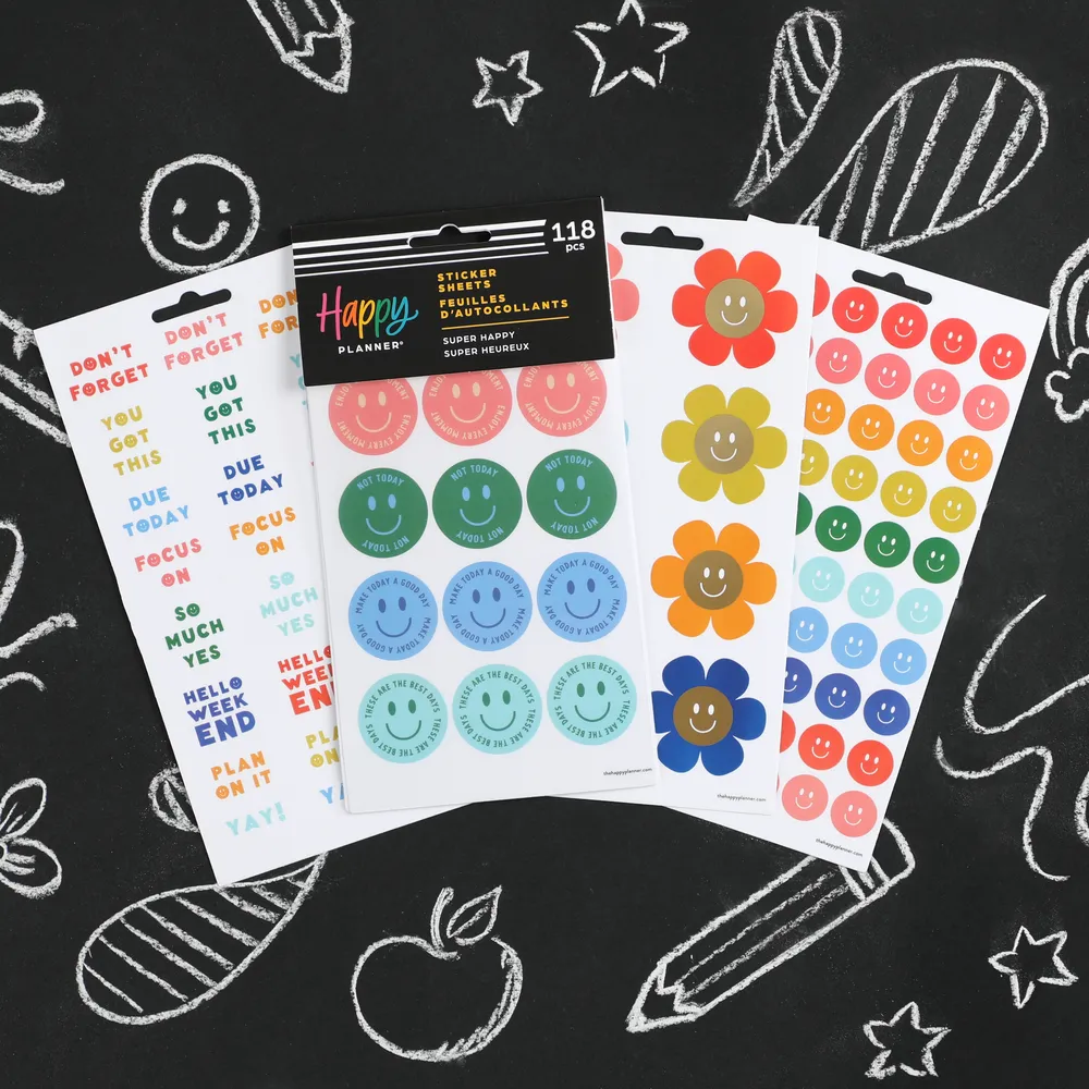 Happy Planner Super Happy stickers 5 feuilles smiley 118
