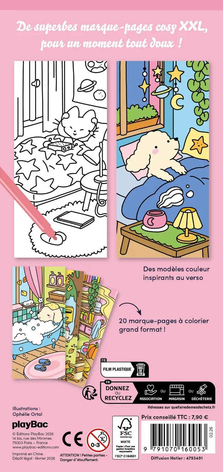 Frigobloc Cocooning marque-pages XXL à colorier x20