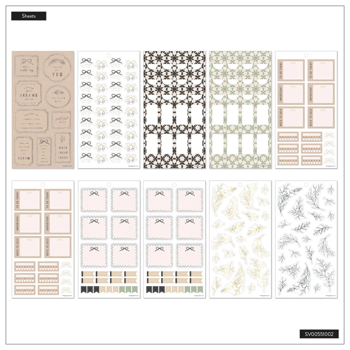 Happy Planner Heritage Charm mini stickers 938 pièces vintage