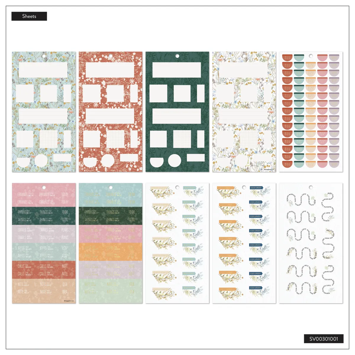Happy Planner Spring Fields Mini carnet stickers fleurs 536