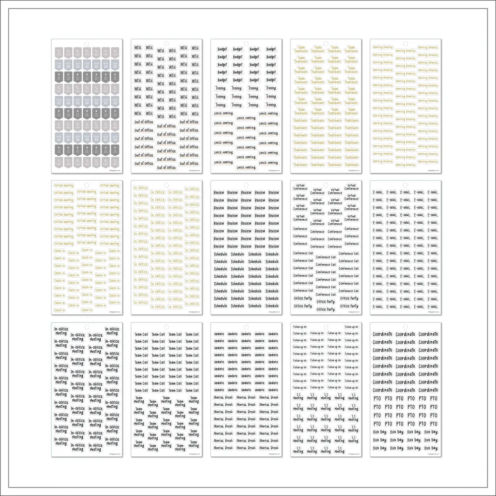 Happy Planner Working Days stickers bureau 1579