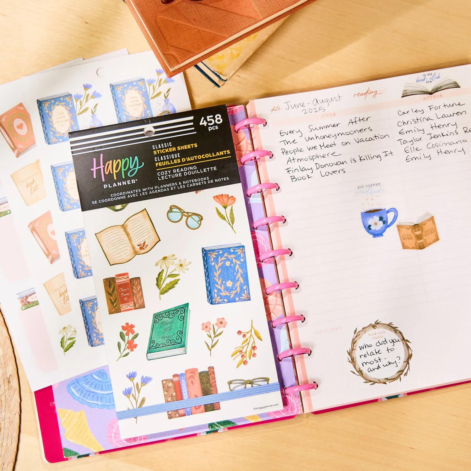 Happy Planner Cozy Reading autocollants Classic x458 lecture