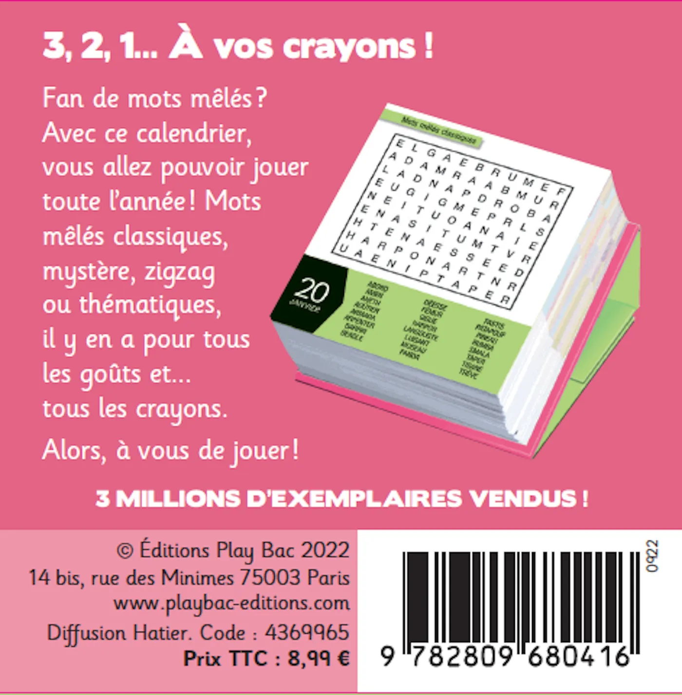 Frigobloc 365 mots mêlés mini calendrier jeux 365 jours