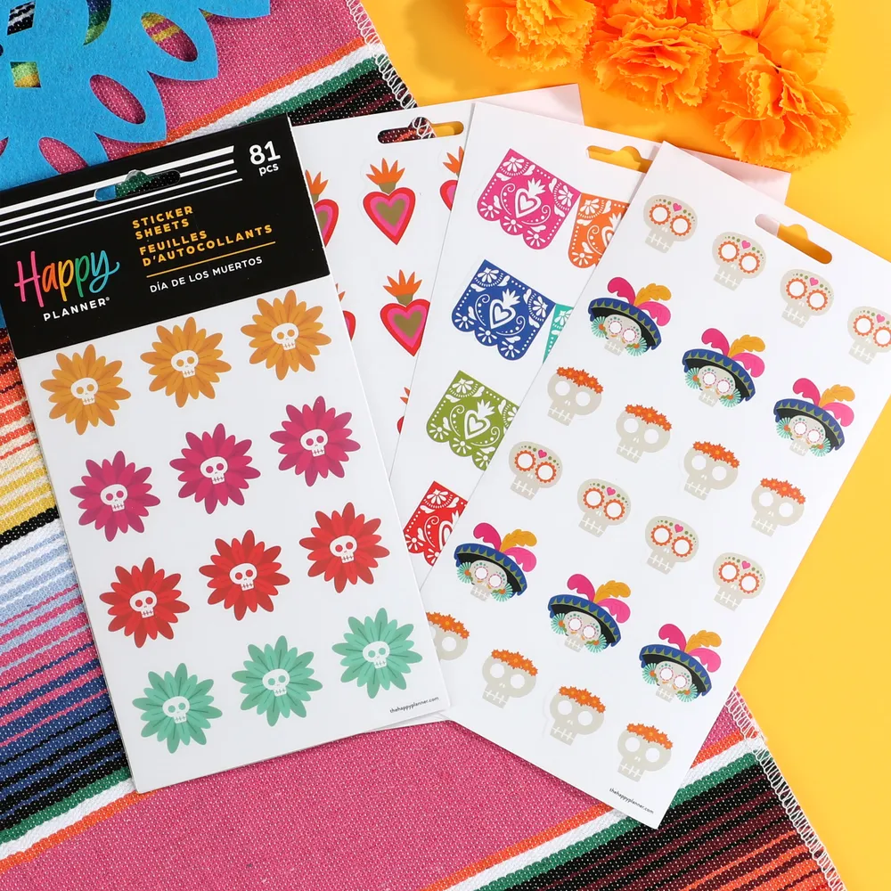 Happy Planner Día de los Muertos stickers 5 planches 81 fête