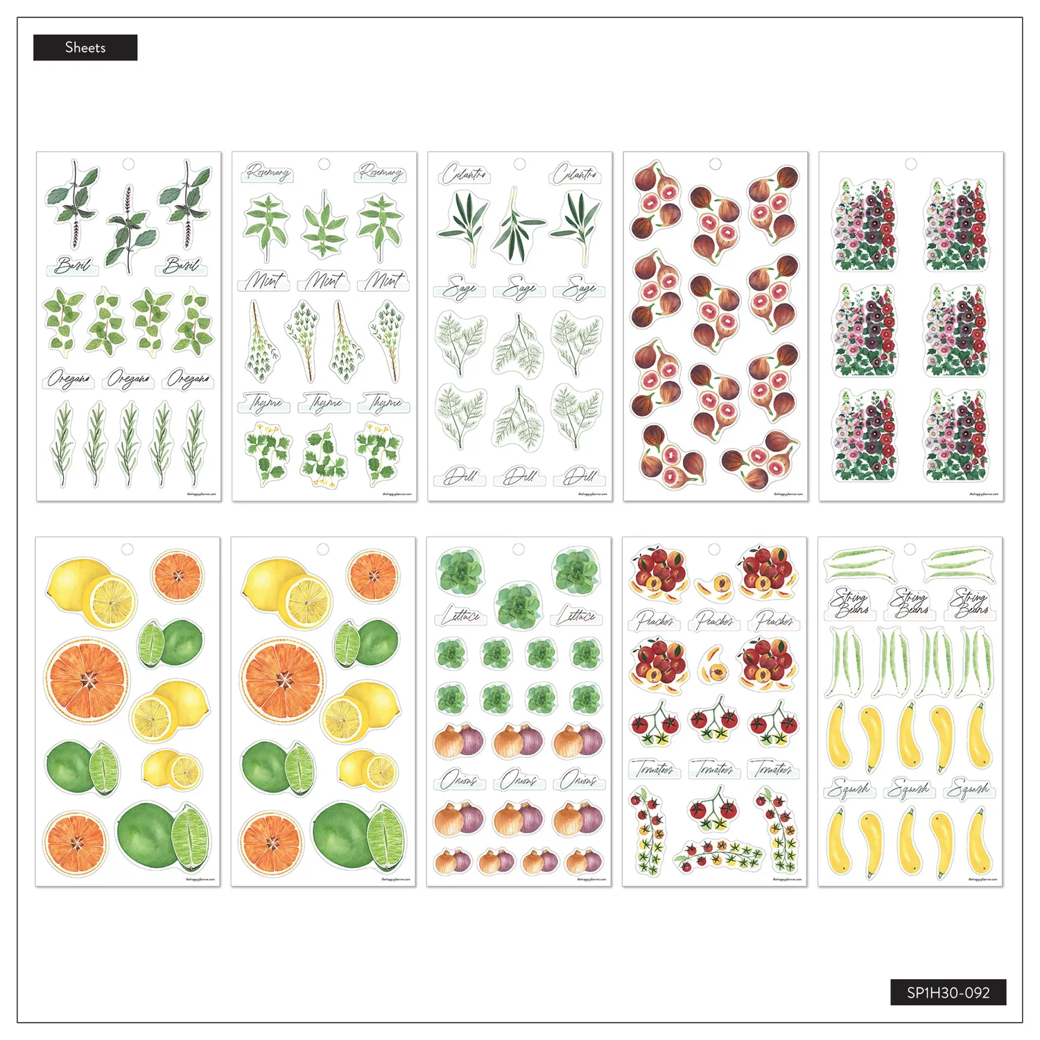 Happy Planner Garden Florals stickers 30 planches 470 autocollants