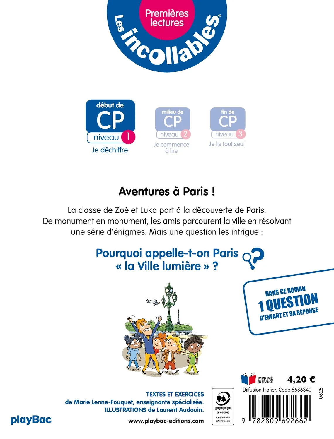 Incollables Premières lectures Tome 25 Paris Niveau 1 CP livre