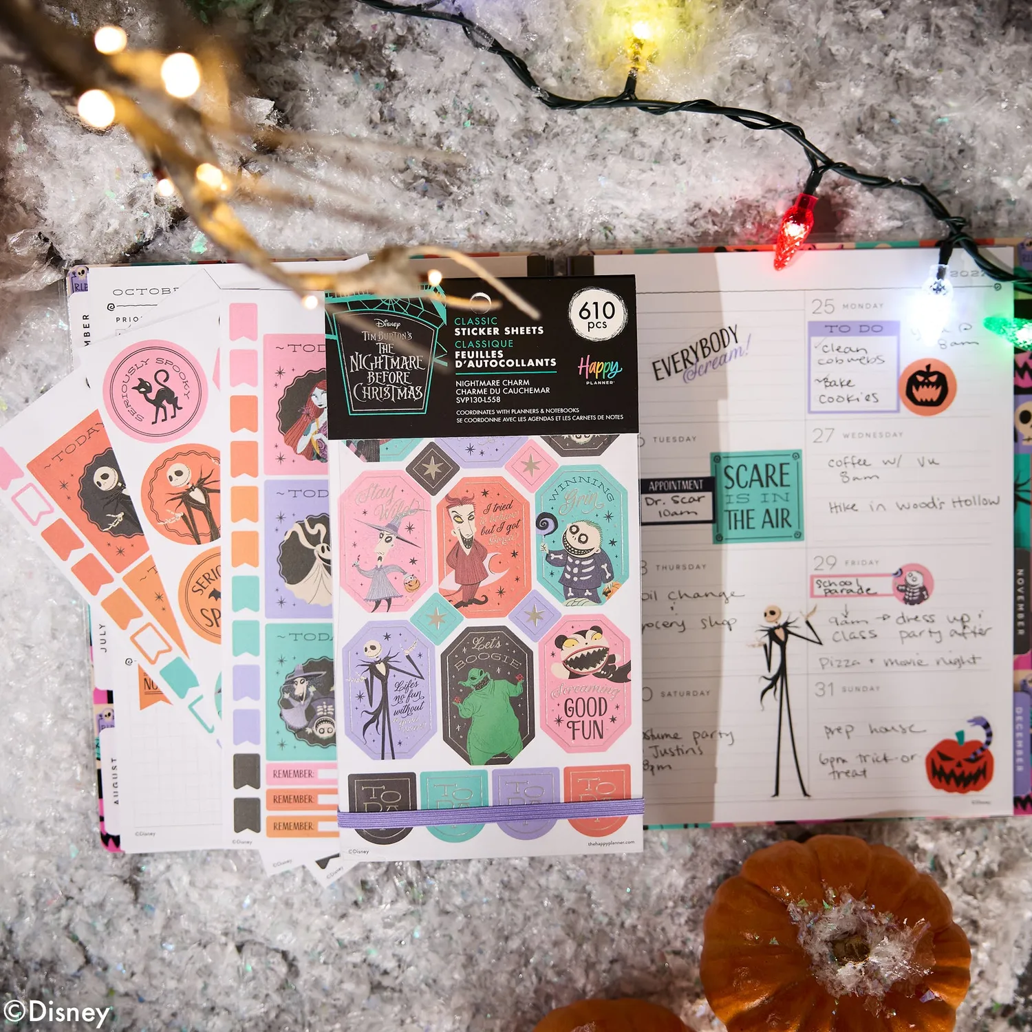 Happy Planner Disney Nightmare Christmas autocollants 30 planches