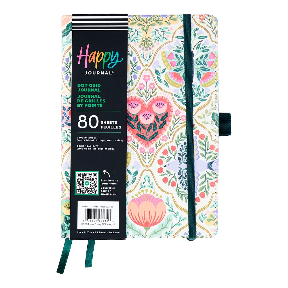 Happy Planner Folk & Flora carnet pointillé 80 feuilles épais