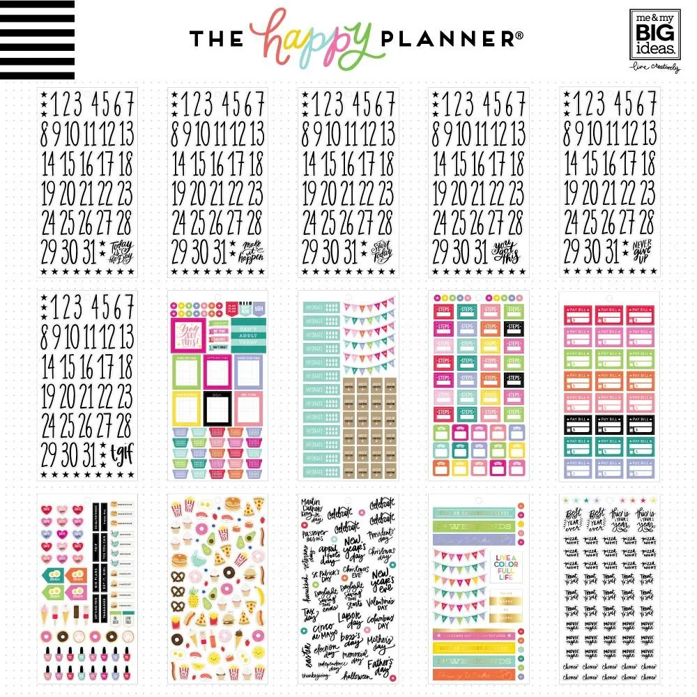 Happy Planner Planner Basics Mini carnet stickers 1768 doré