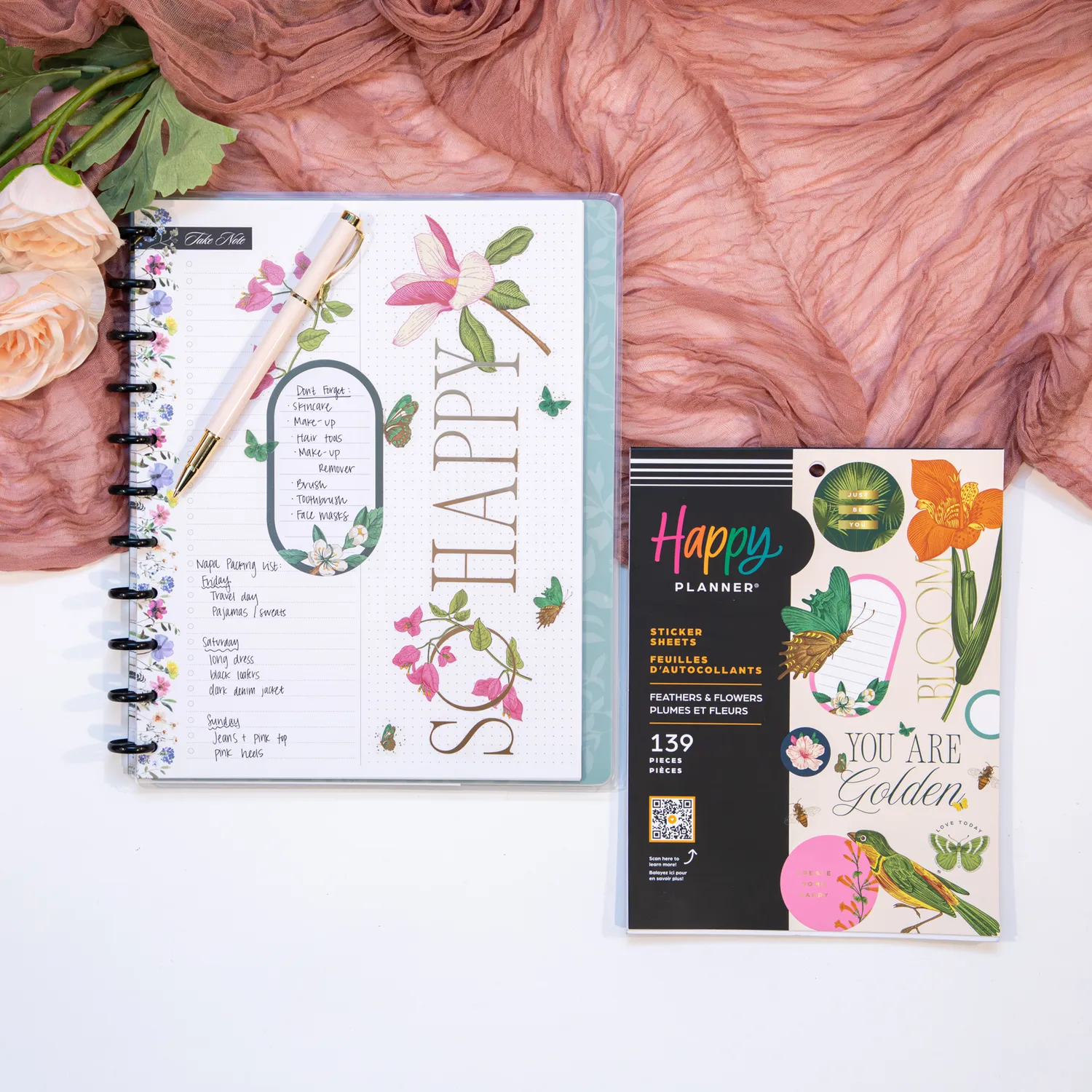 Happy Planner Feathers & Flowers stickers Big 132 stickers floral