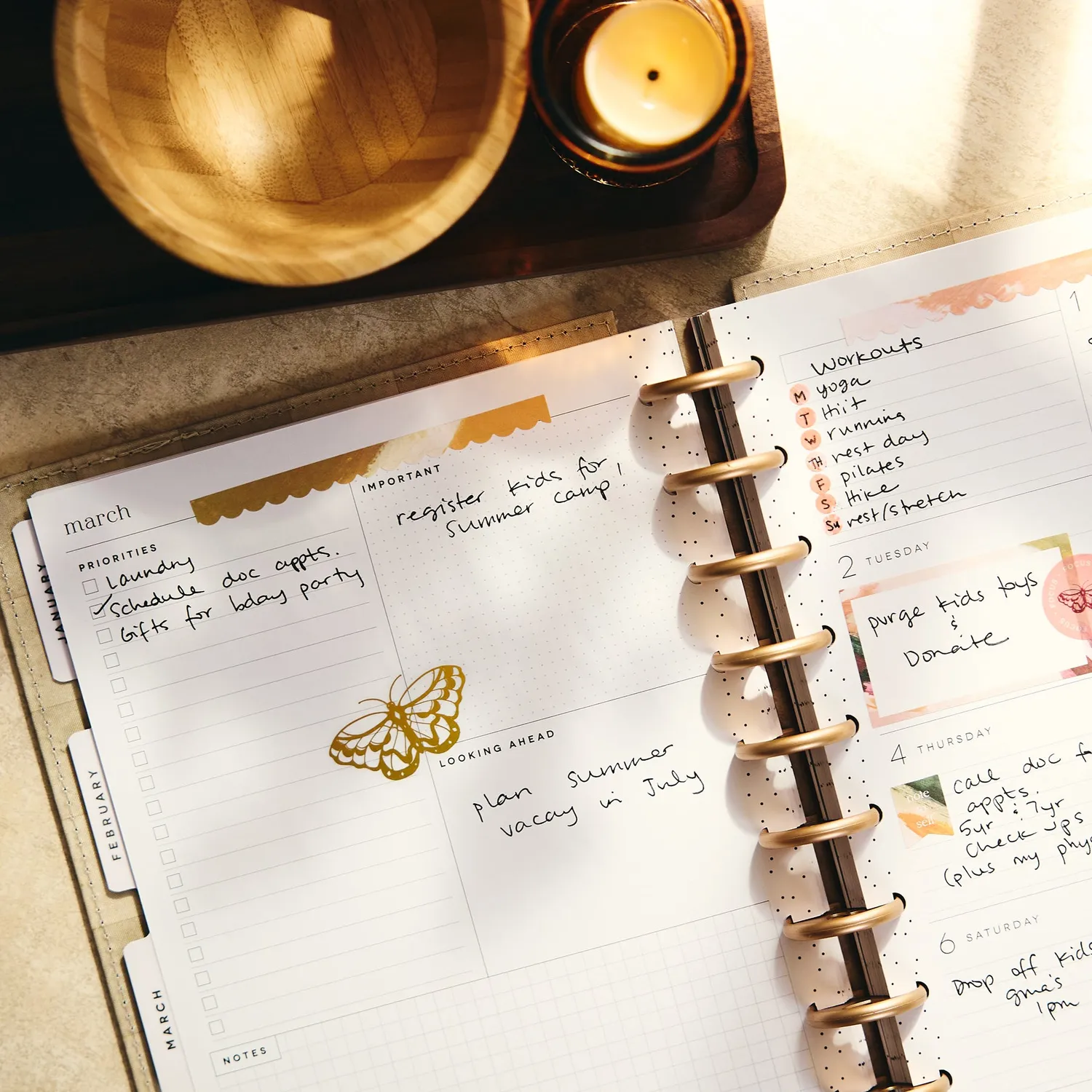 Happy Planner Amber & Oak 2027 agenda Classic dashboard 12 mois
