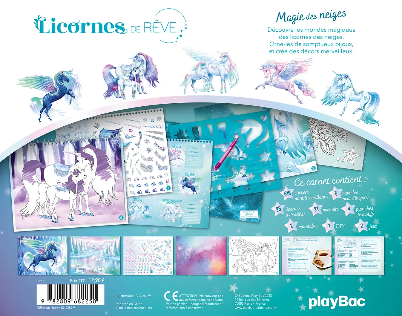 Licornes de rêve magie des neiges carnet créatif stickers