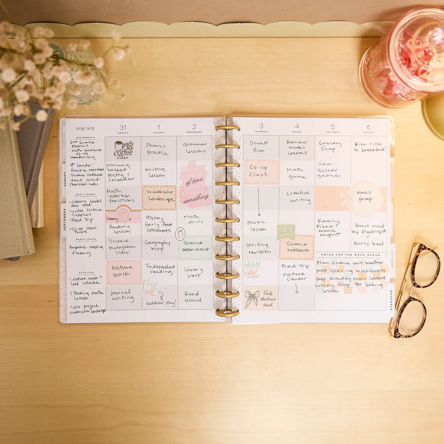 Happy Planner Pastel Poetry agenda homeschool Big 2026-2027