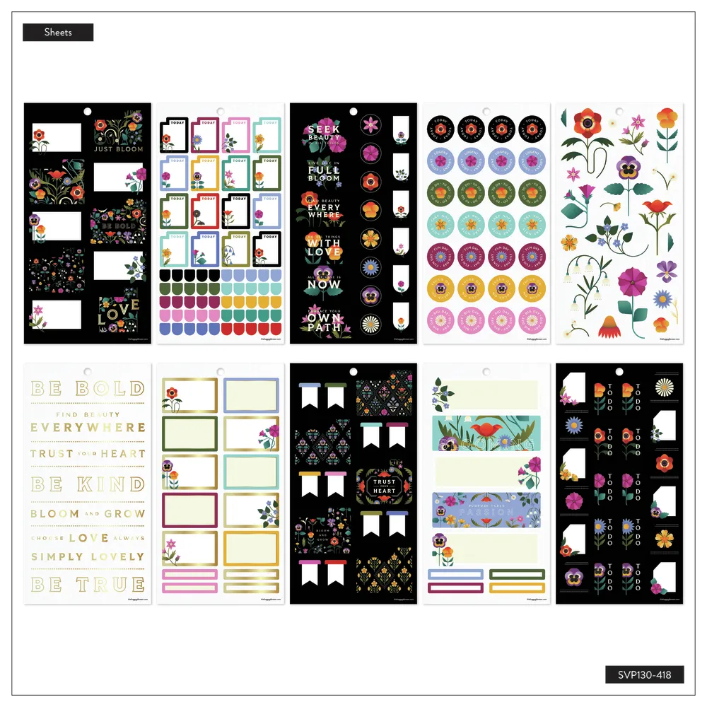 Happy Planner Radiant Garden Mini stickers fleurs 826