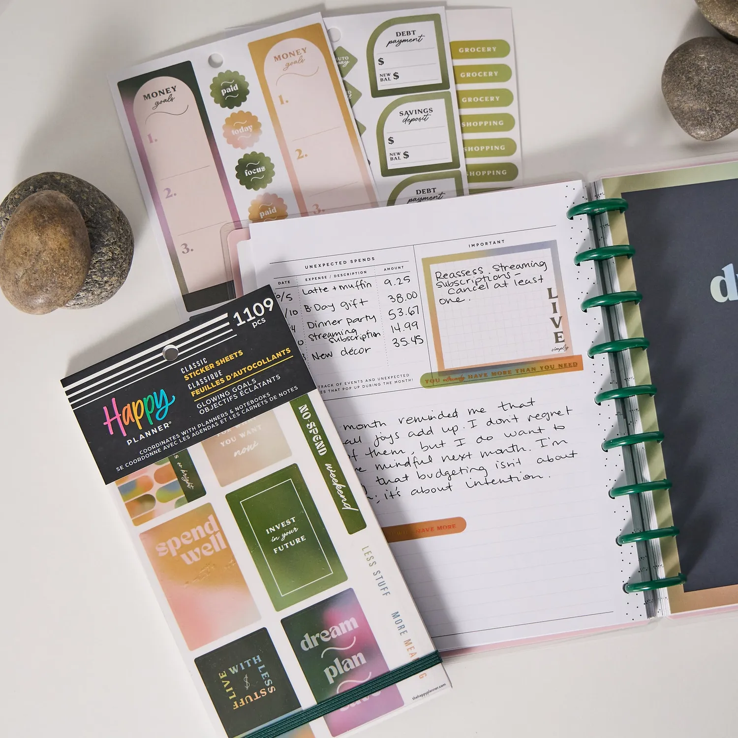 Happy Planner Savvy Budgeter stickers budget 30 feuilles