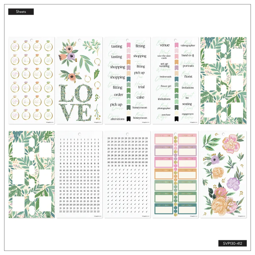 Happy Planner Garden Wedding stickers Big x1322 doré