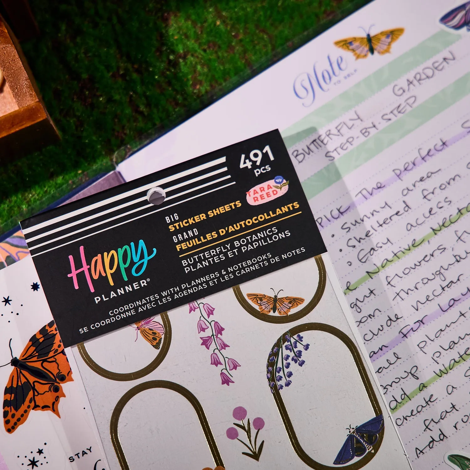 Happy Planner Butterfly Botanics stickers Big 491 doré floral