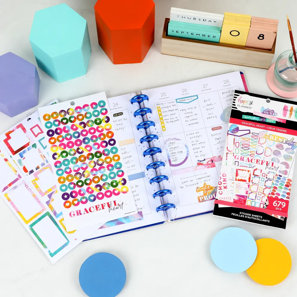 Happy Planner GracePlace Art stickers 679 cahier 30 feuilles