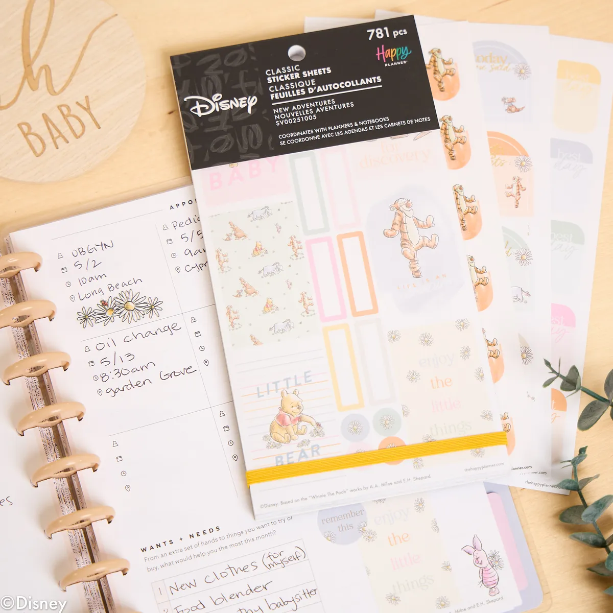 Happy Planner Disney Winnie the Pooh Baby stickers 30 feuilles 781 pièces