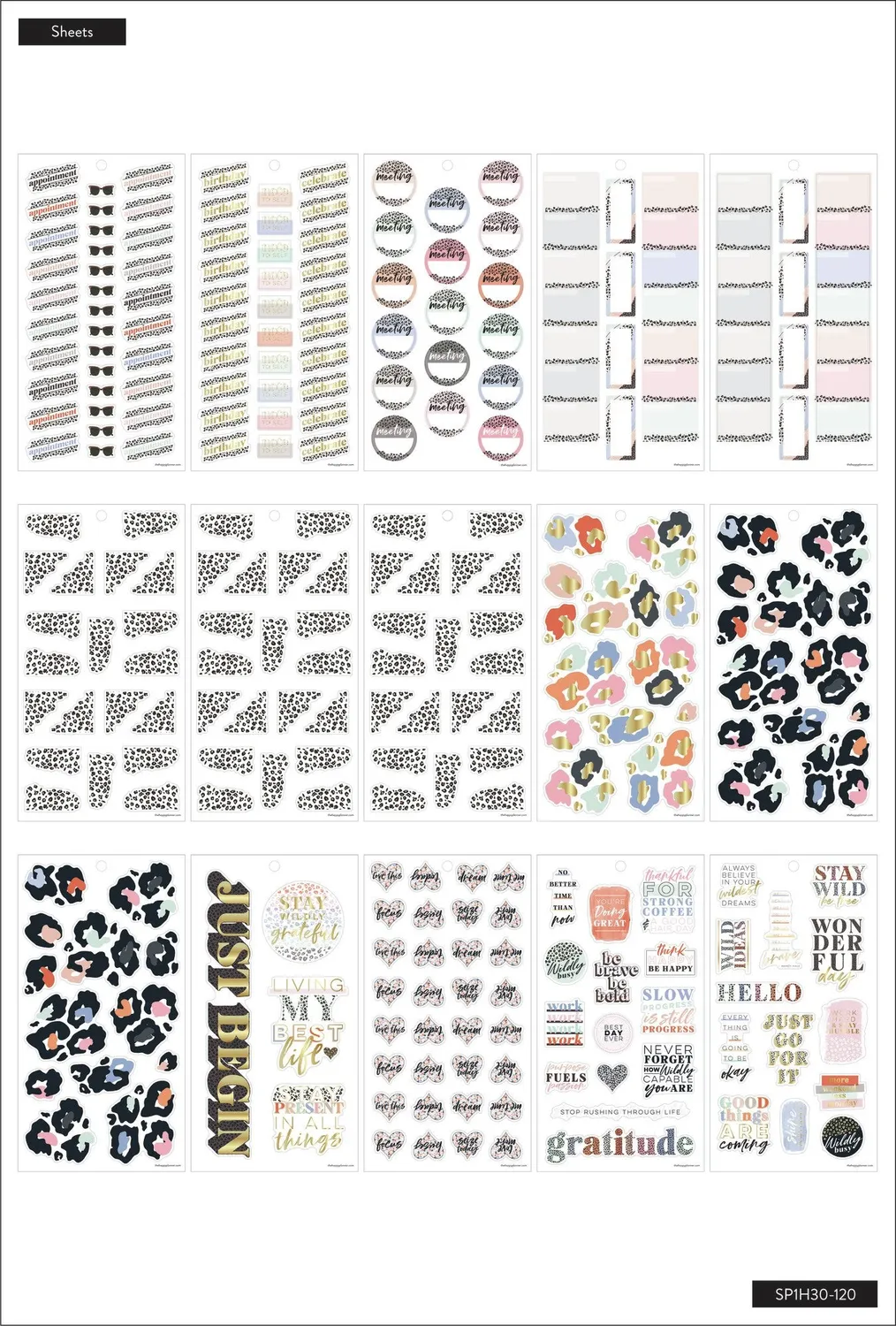 Happy Planner Colorful Leopard stickers léopard x603