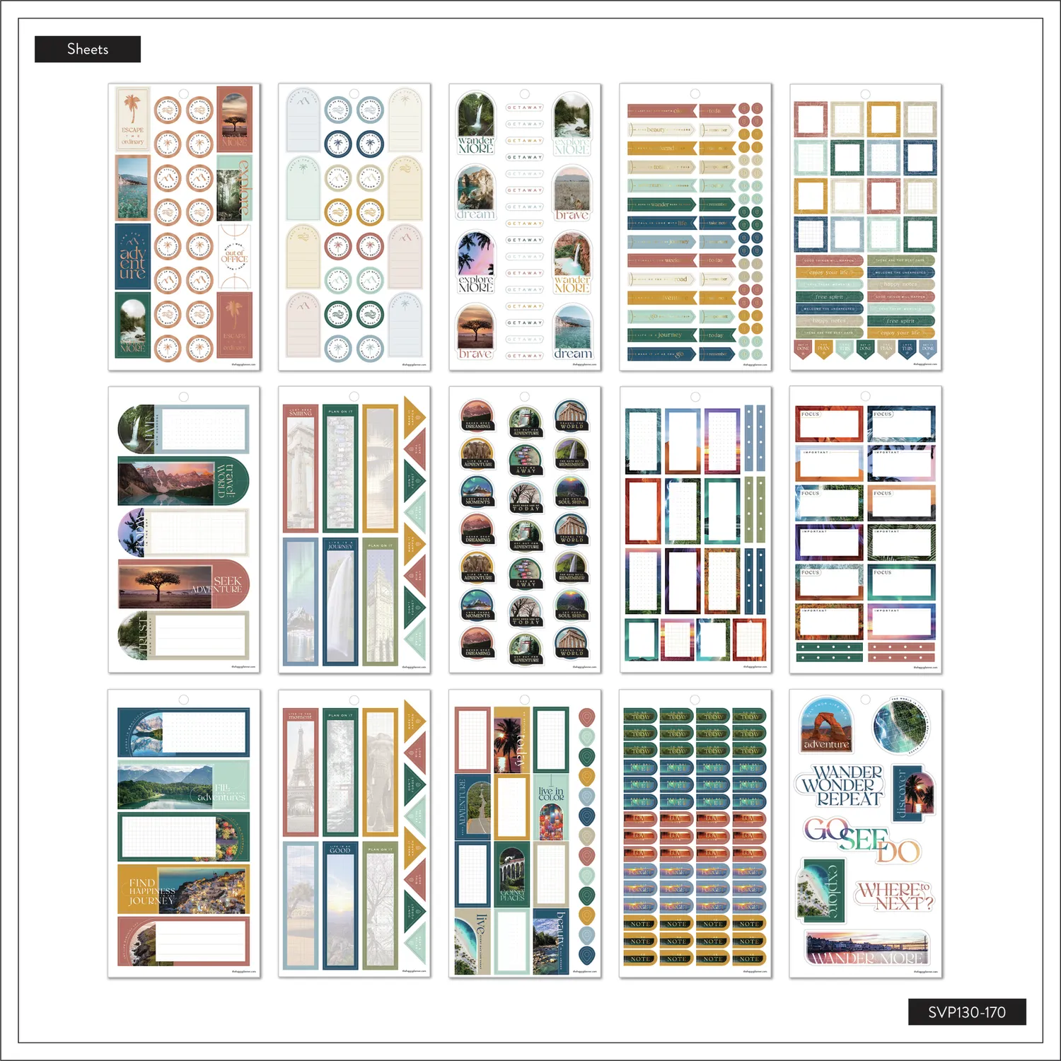 Happy Planner Getaway Vibes stickers Mini 806 pièces