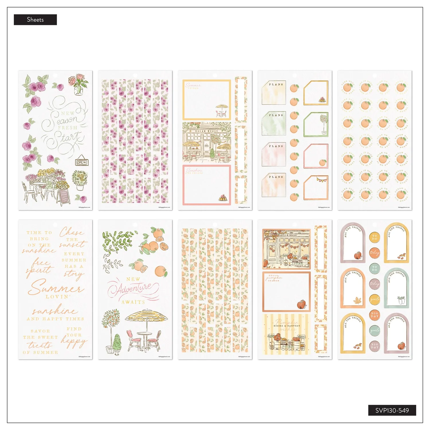 Happy Planner Seasonal Sidewalks stickers 30 planches 4 saisons