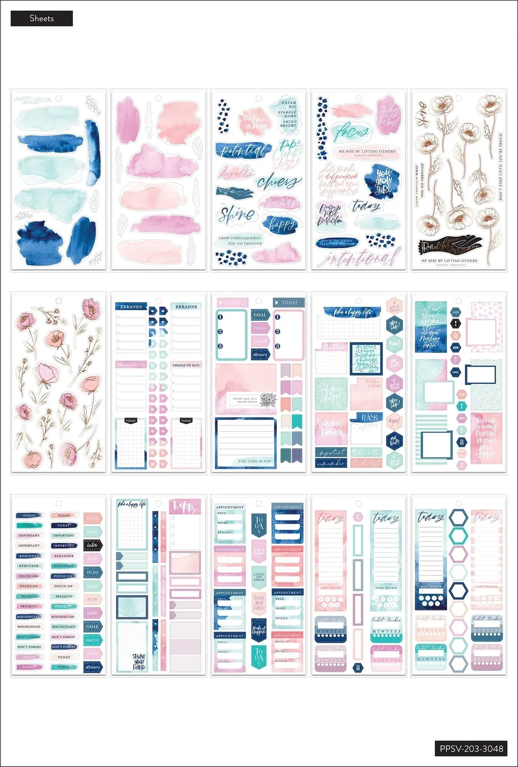 Happy Planner Year to Shine stickers objectifs value pack 477 pièces