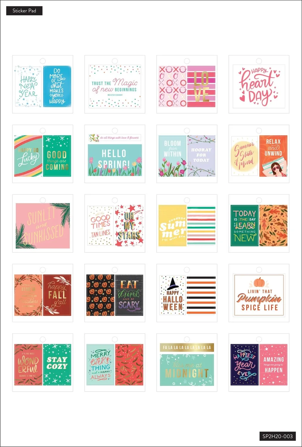 Happy Planner Seasonal Tiny Sticker Pad Holidays autocollants 20 feuilles