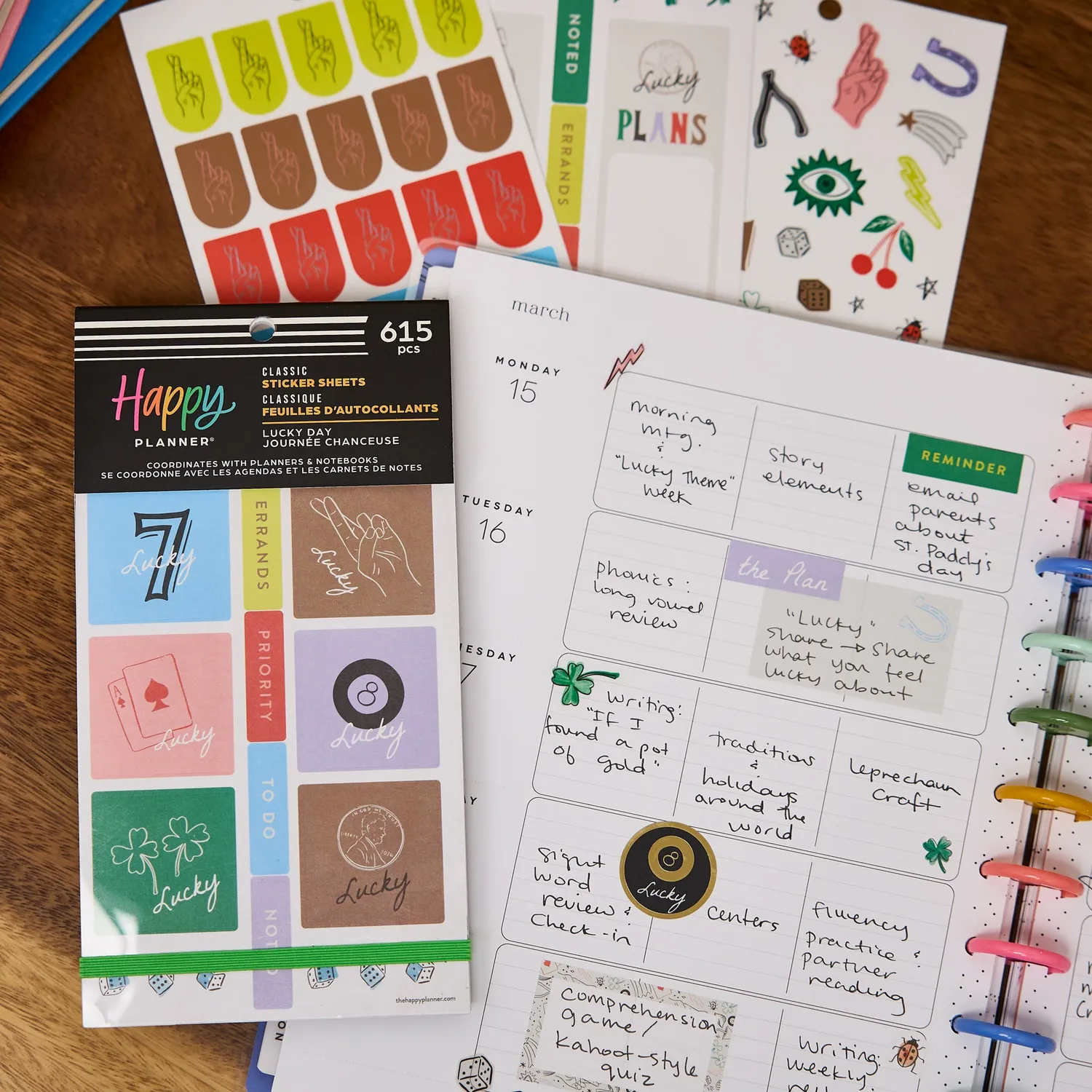 Happy Planner Lucky Day stickers 30 planches porte-bonheur