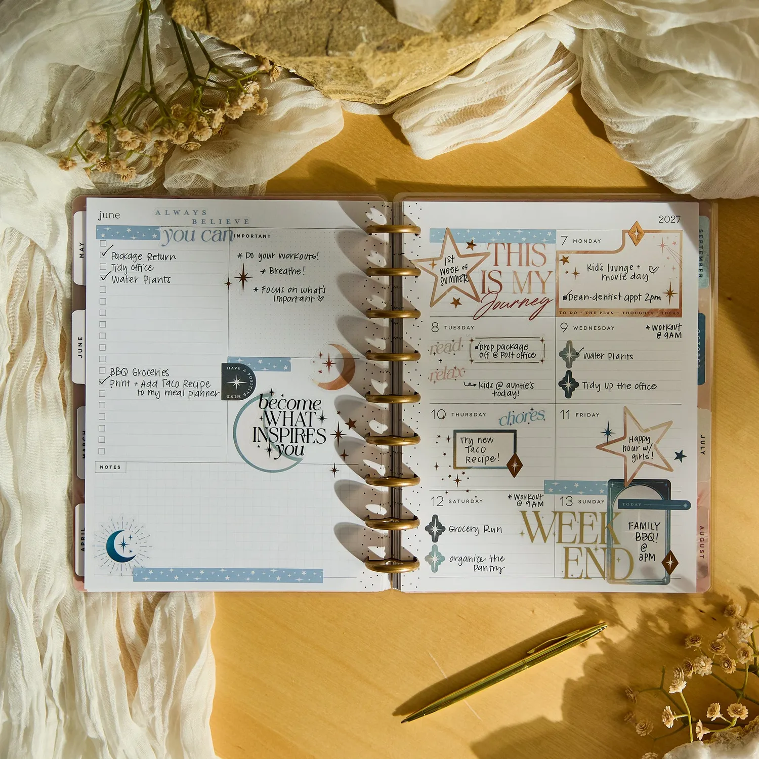 Me & my big ideas Happy Planner Starlit Glow agenda 2027 dashboard