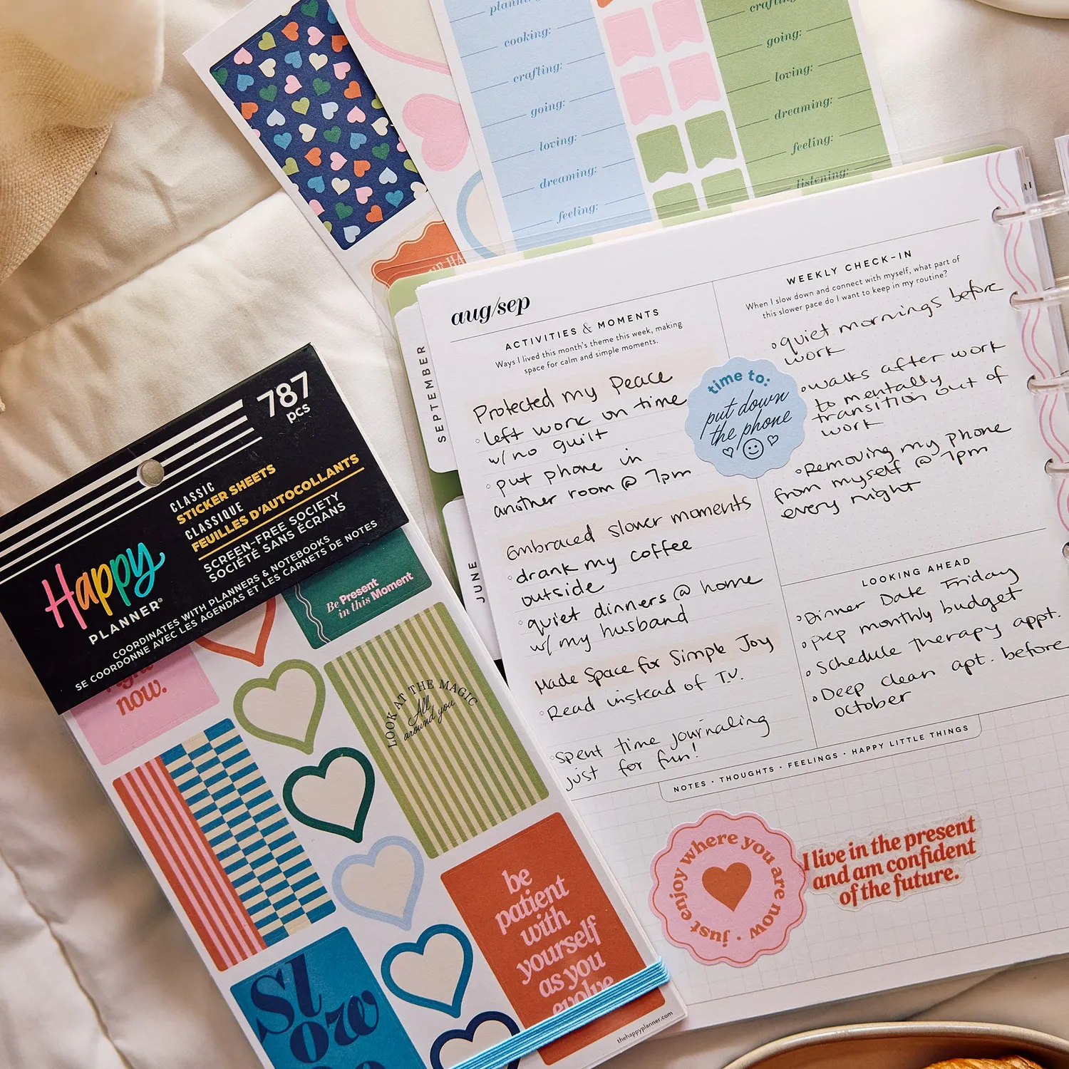 Happy Planner Screen Free Society stickers value pack 30 feuilles