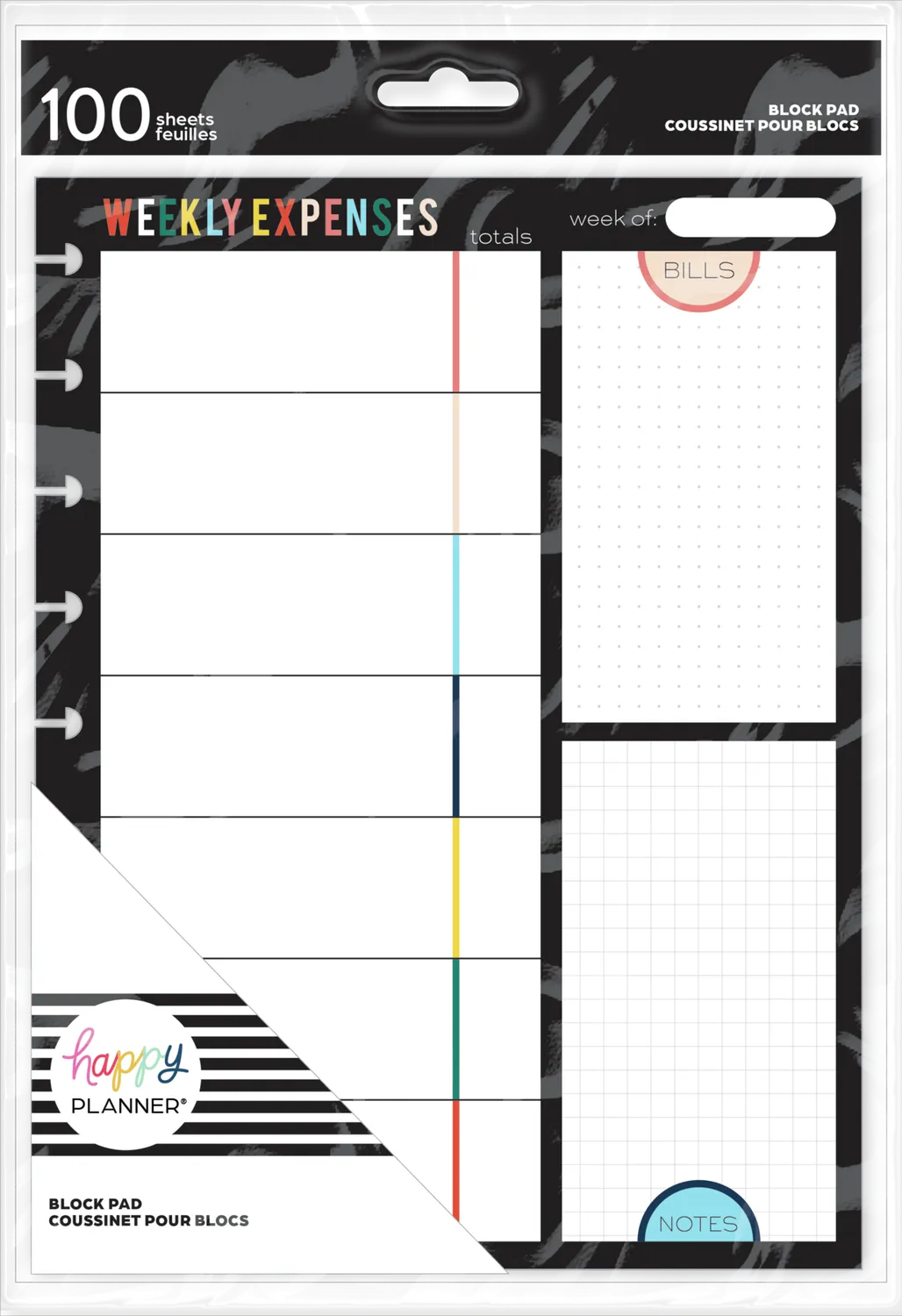 Happy Planner Bright Retro bloc budget Classic 100 feuilles