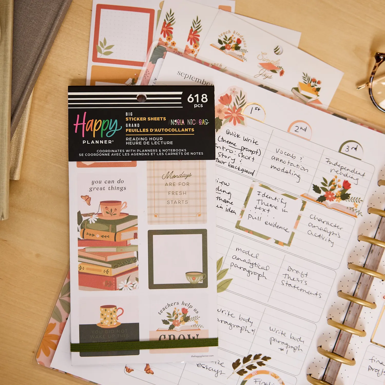 Happy Planner Reading Hour Teacher stickers Big