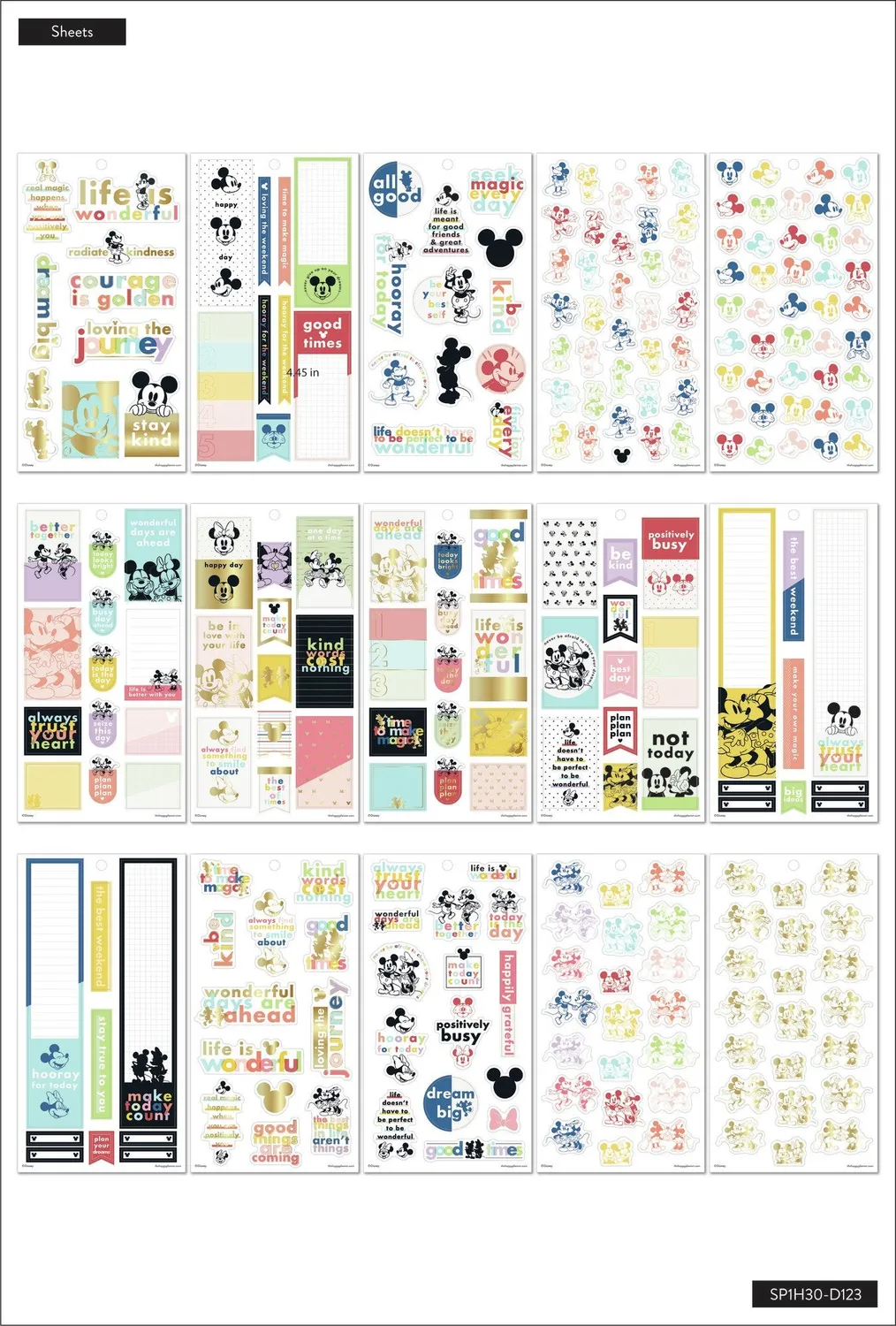 Happy Planner Mickey Minnie Color Block stickers x477