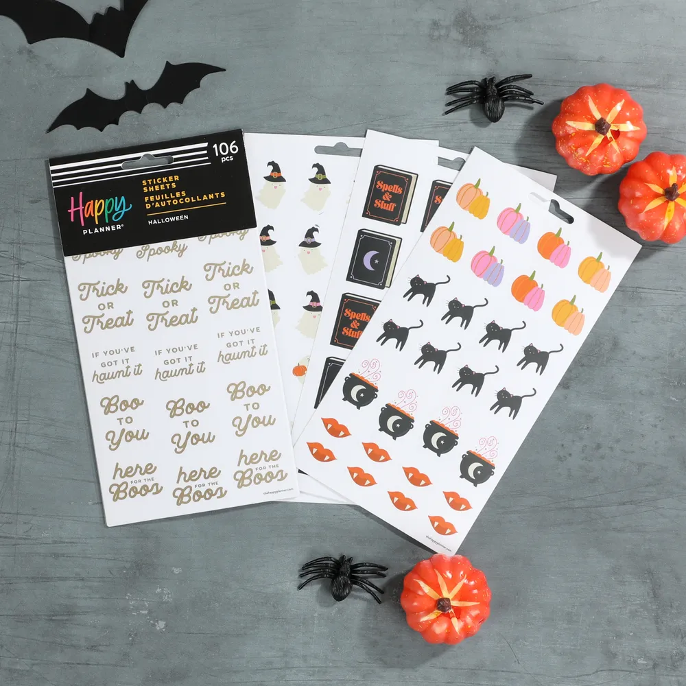 Happy Planner Halloween stickers agenda 5 feuilles 106 pièces