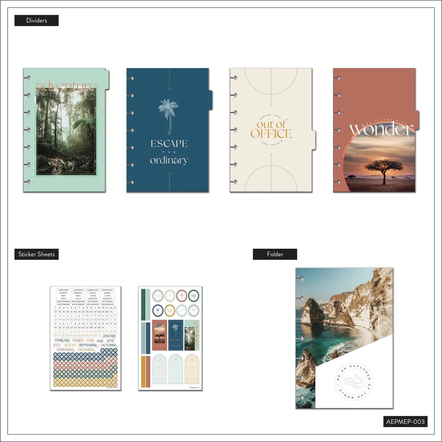 Happy Planner Getaway Vibes extension mini verticale 4 mois