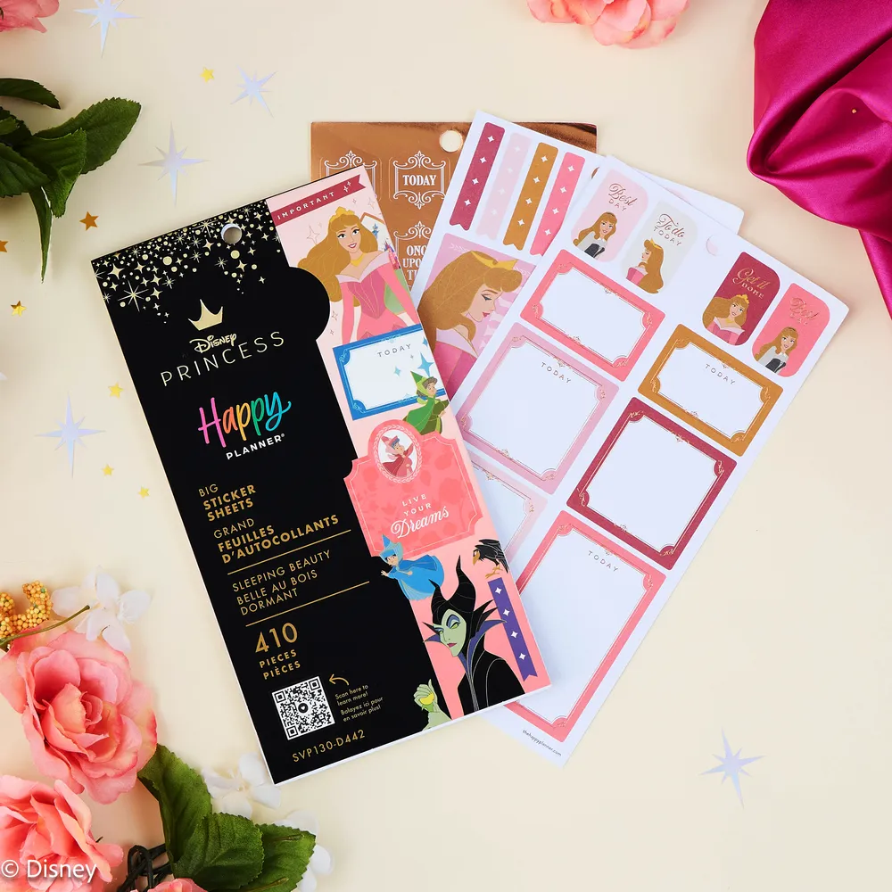 Happy Planner Disney Sleeping Beauty 65 ans stickers Big 410 foil rose