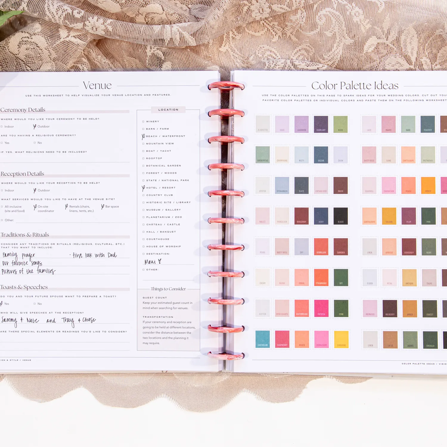 Happy Planner Blooming Romance Wedding agenda Big non daté 12 mois floral