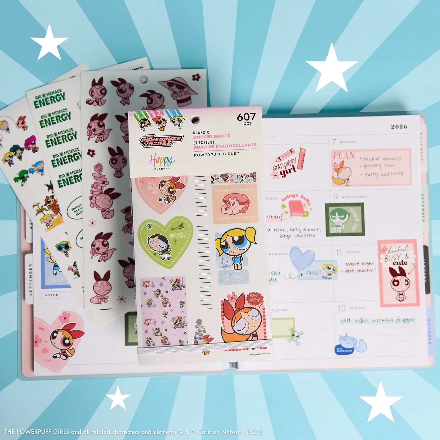 Happy Planner Powerpuff Girls Value Pack stickers 30 feuilles colorés