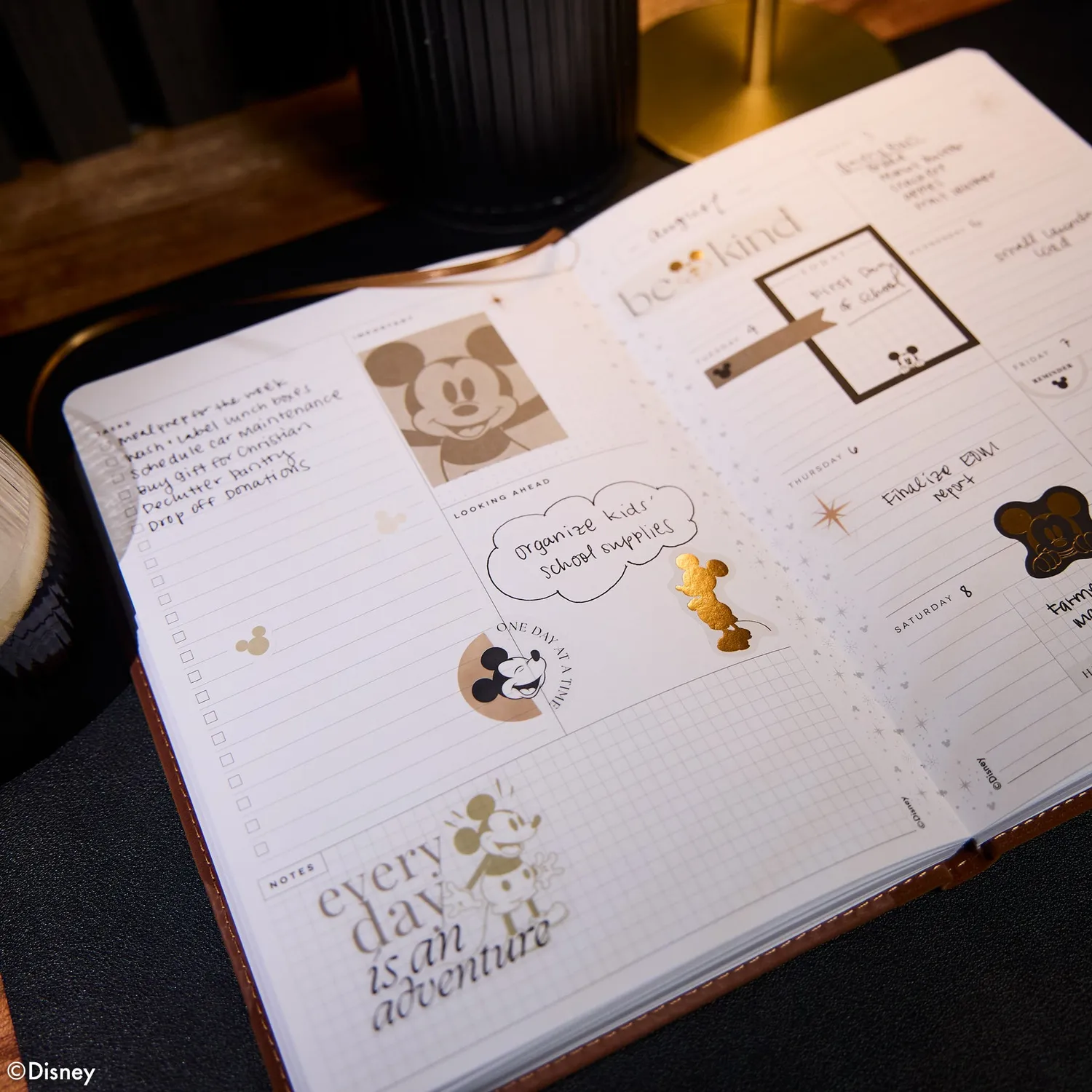 Happy Planner Disney Mickey agenda non daté Small Espresso 12 mois