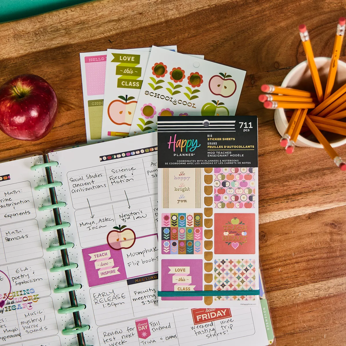 Happy Planner Mod Teacher stickers Big 711 pièces classe