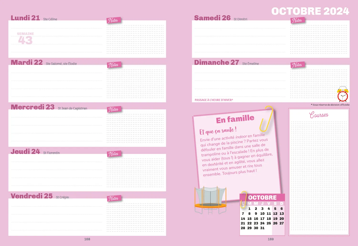 Frigobloc Agenda 2024 Ultra Simple compact famille sept 2023-déc 2024