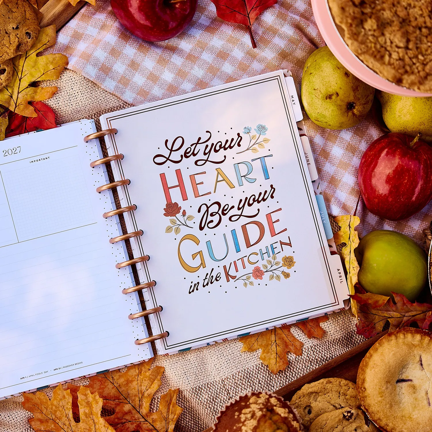Happy Planner Fall Picnic agenda menus 2027 Classic 12 mois