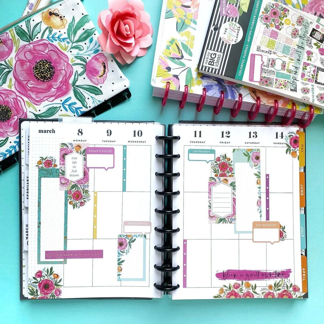 Happy Planner Colorful Florals lot stickers 613 pièces