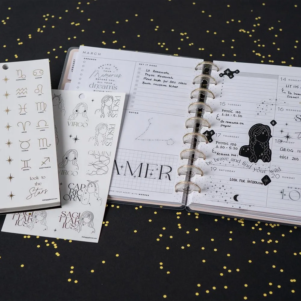 Happy Planner Zodiac stickers value pack 30 feuilles 638 transparent