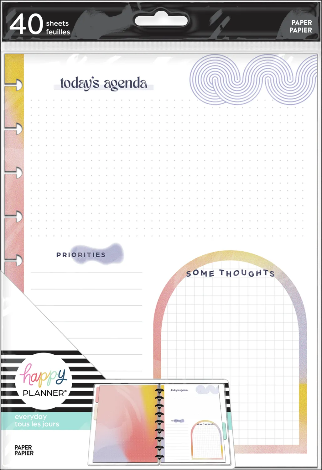 Happy Planner Today's Agenda papier recharge Classic 40 feuilles